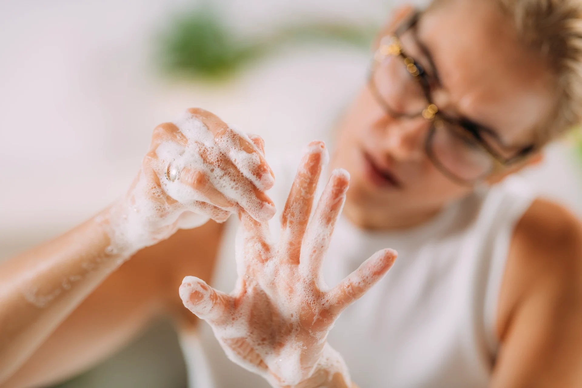 OCD concept photo of a woman obsessively washing her hands